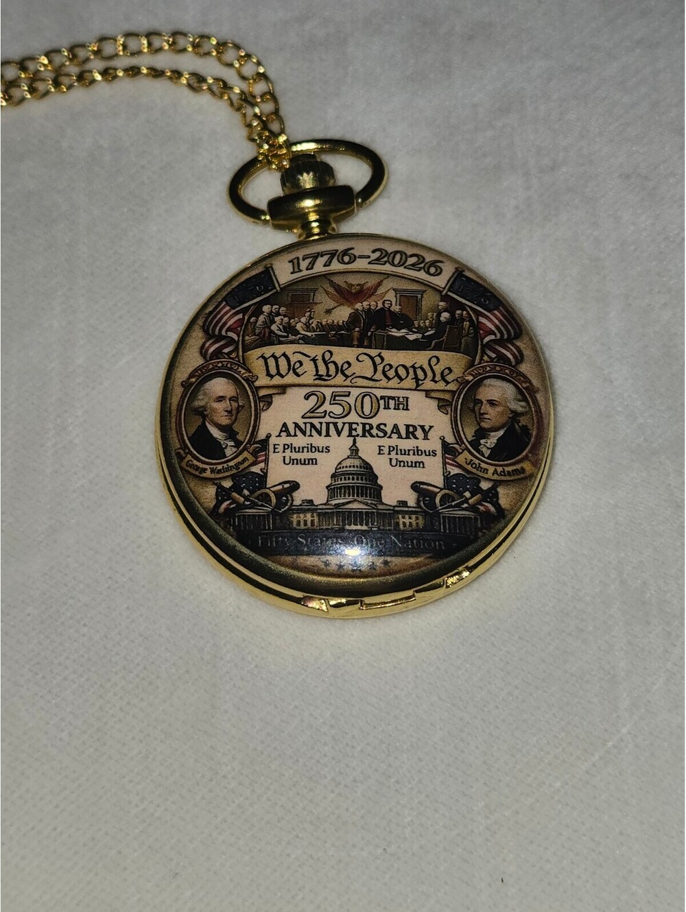 United States 250th Anniversary Commemorative Pocket Watch with Chain